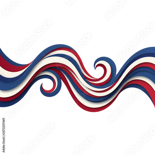 Patriotic ribbon wave divider isolated on transparent background