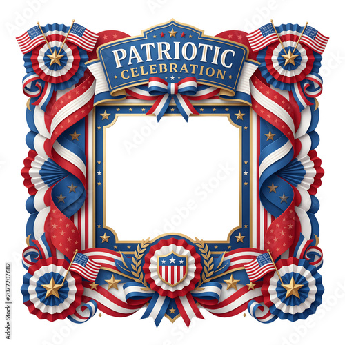 Patriotic celebration photo frame isolated on transparent background