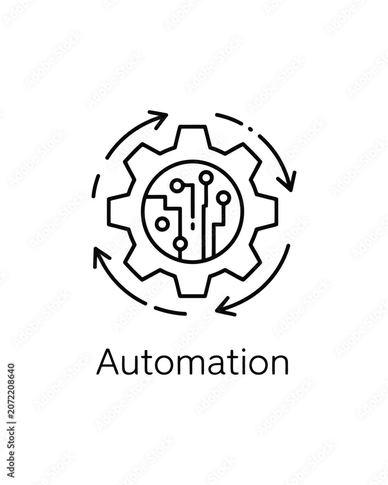 Fototapeta premium Gear with circuitry pattern and circular arrows representing automation concept