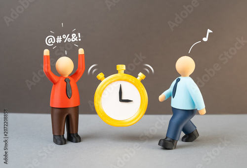 The boss is angrily ranting about an employee being late for work. Failure to complete work before the deadline.