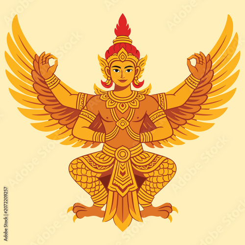 Garuda Vishnu Mythological Bird Illustration
