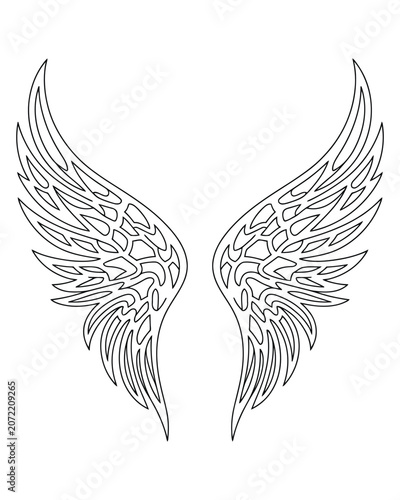 Intricate tribal wings with geometric mesh pattern