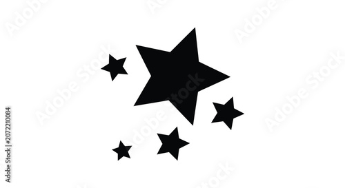 Tableau sur toile Black star shapes against a white background simple silhouette design