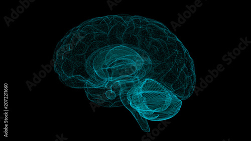 Tableau sur toile Digital brain structure line hologram science scan creativity virtual