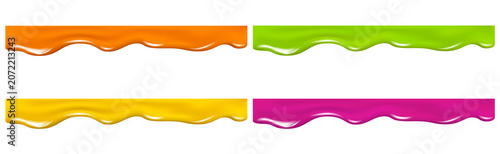 Pink, green, yellow, orange drip cream drops, jelly.