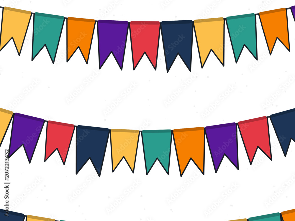 Obraz premium Festive Triangle Flag Garland Party Pattern