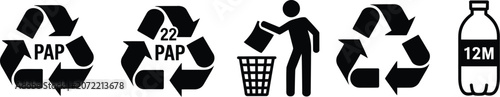 Fotografía Recycling icon set, green dot PAO label packaging symbols and eco disposal signs for sustainable waste management