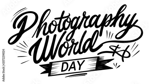 Elegant World Photography Day Calligraphy Text Illustration