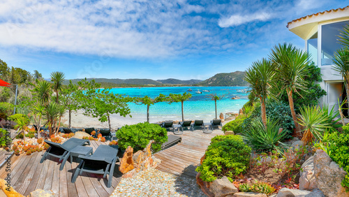 Tableau sur toile Breathtaking  view of  Palombaggia and Tamaricciu beaches.