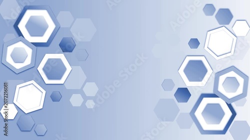 Abstract background with hexagonal 3d shapes clustered at left and right edges animation