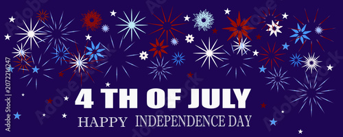 Happy fourth of july fireworks celebration with stars and sparkles