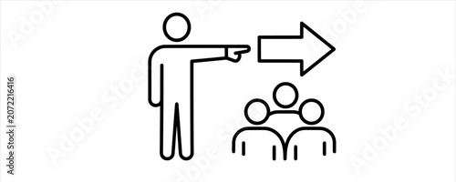 Leadership Direction Team Guidance Icons. Outline Icon Set, Leadership Direction, Team Guidance, Group People, Business Management, Arrow Symbol, Authority Concept