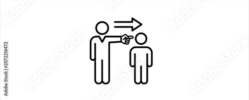 Employee Direction Guidance Icon. Outline Icon Set, Employee Direction, Staff Guidance, Leadership Communication, Human Resources, Business Instruction, Arrow Symbol