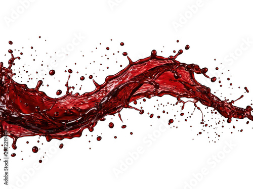 Dynamic red liquid splash isolated on transparent background