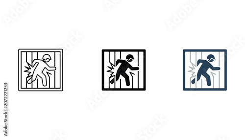 Foto Warning sign icon vector graphic depicting person trapped in confined space haza