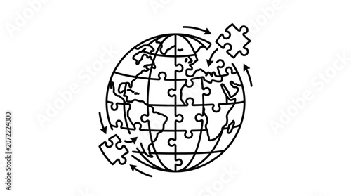 Photography Jigsaw puzzle globe with pieces falling.