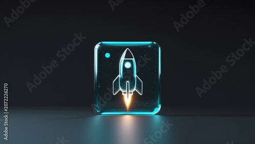 Minimal Luxury Rocket Highlight Cover with Glassmorphism Blue Glow