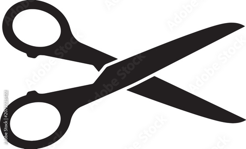 Scissors icon illustration, simple black vector for cutting and craft activities.