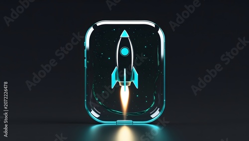 Premium Glassmorphism Rocket Social Media Highlight Cover on Black Background