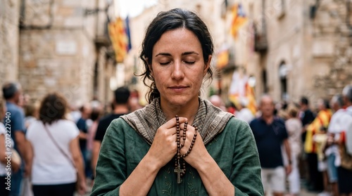 cultural festivals, a devoted individual experiencing the spiritual essence of the feast of saint maginus