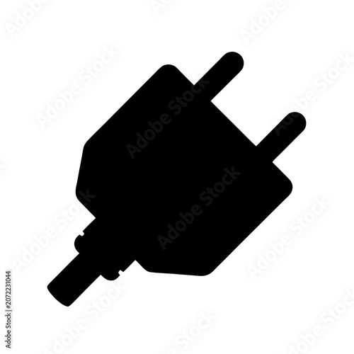 Black Electric Plug Icon Vector Illustration Isolated on White Background