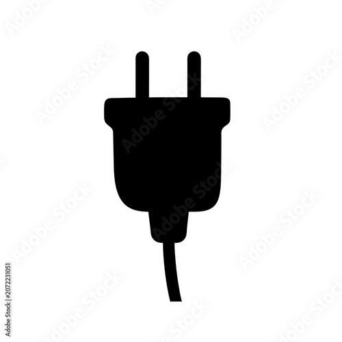 Black Electric Plug Icon Vector Illustration Isolated on White Background