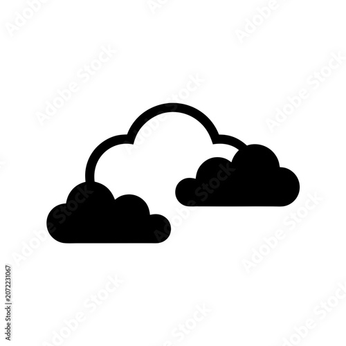 Two Connected Clouds Outline Illustration Vector Minimalist Line Art