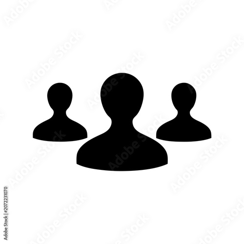 Silhouette Group of Three People Icons in Minimalist Line Art Style