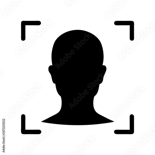 Silhouette Head Outline Vector Icon for Facial Recognition Technology