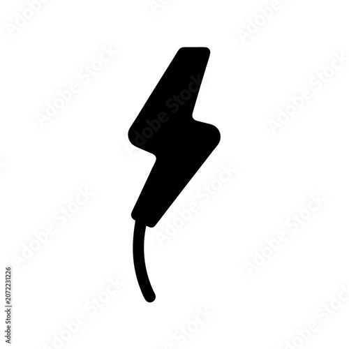 Black Lightning Bolt Icon Vector Illustration for Fast Energy or Speed Concept