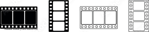 Foto Collection of film strip icons in black and white, horizontal and vertical orien