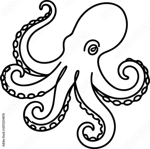 Foto Simple Line Art Octopus Illustration