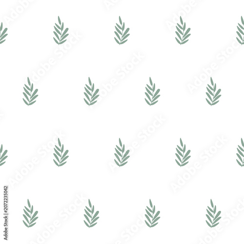 seamless botanical simple pattern with green plants