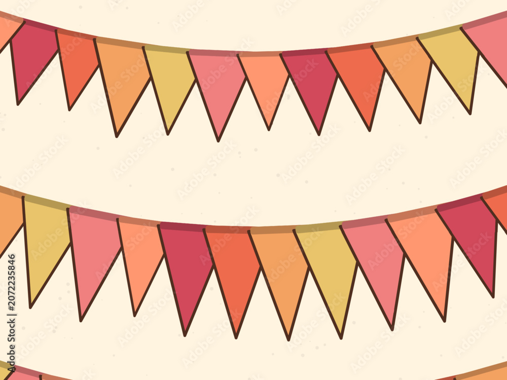 Fototapeta premium Festive Triangle Flag Garland Party Pattern