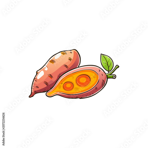 Vibrant Sweet Potato Illustration A Delicious and Nutritious Root Vegetable, Perfect for Culinary Inspiration and Healthy Eating