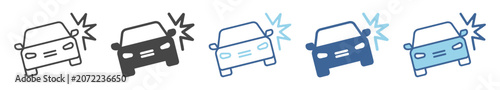 Photos Car crash impact icon set on transparent background