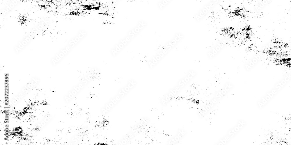 Fototapeta premium A minimal abstract scene of scattered black ink splatters and dust particles drifting across a clean white background. dirty grain and noise texture.