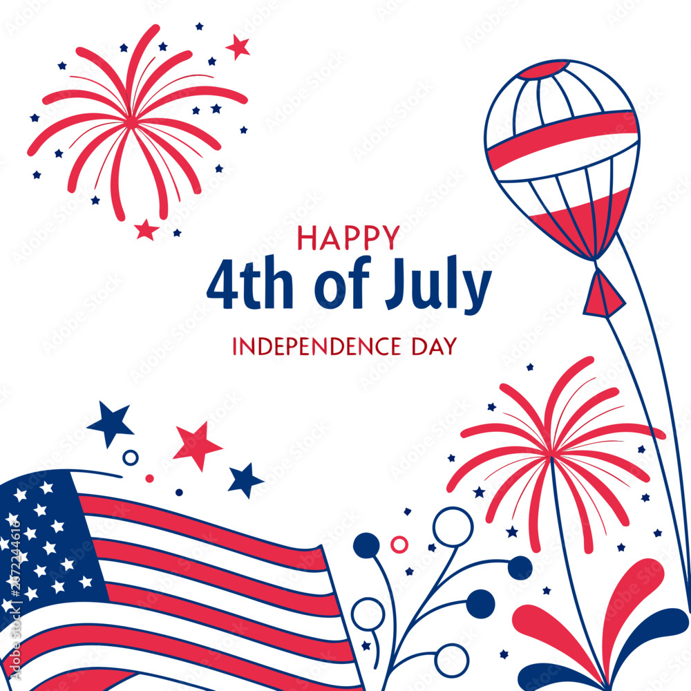 Obraz premium Happy 4th of July Independence Day Typography Vector Design, USA Patriotic Celebration Graphic