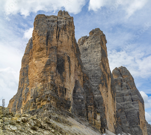 Le Tre Cime rocks from Dolomites mountains, Italy