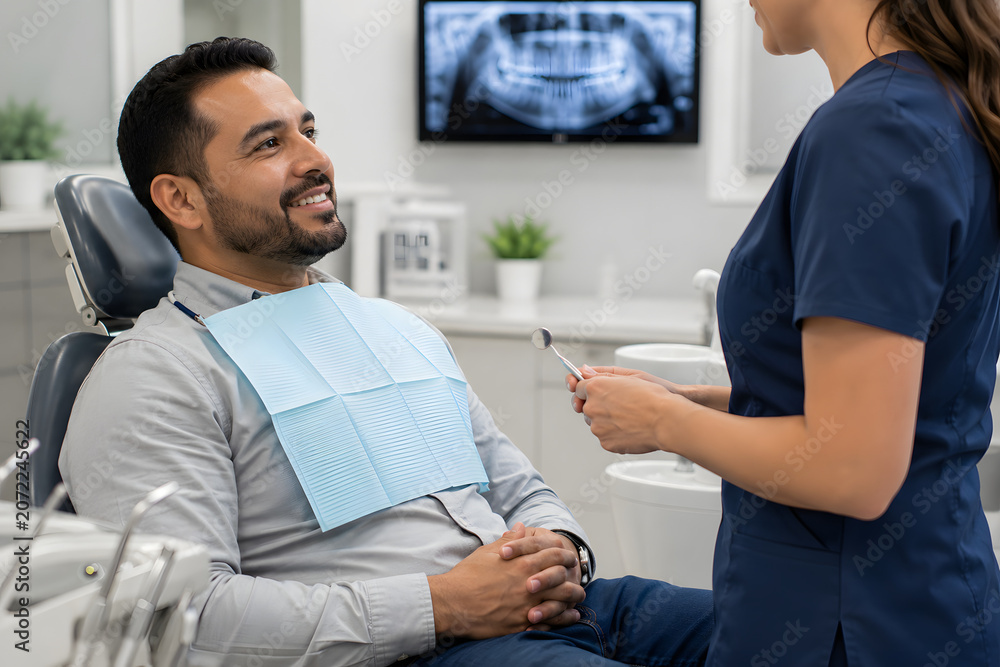 Fototapeta premium Dental Checkup and Oral Examination | Routine Dental Care, Preventive Dentistry, and Patient Consultation