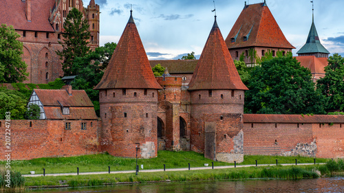 Medieval gate towers of Malbork Castle in Poland
