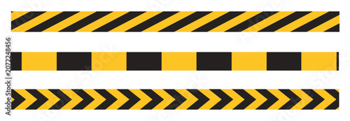 Tableau sur toile A set of three warning stripes with black and yellow colors, featuring diagonal,