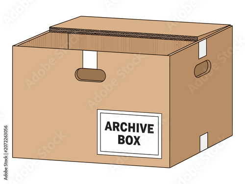 Cardboard Archive Box Vector Illustration