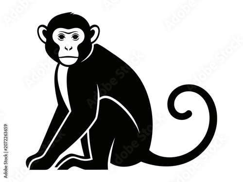 Sitting Monkey Silhouette Vector