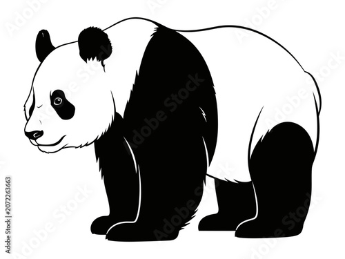 Minimalist Giant Panda Silhouette Vector Illustration