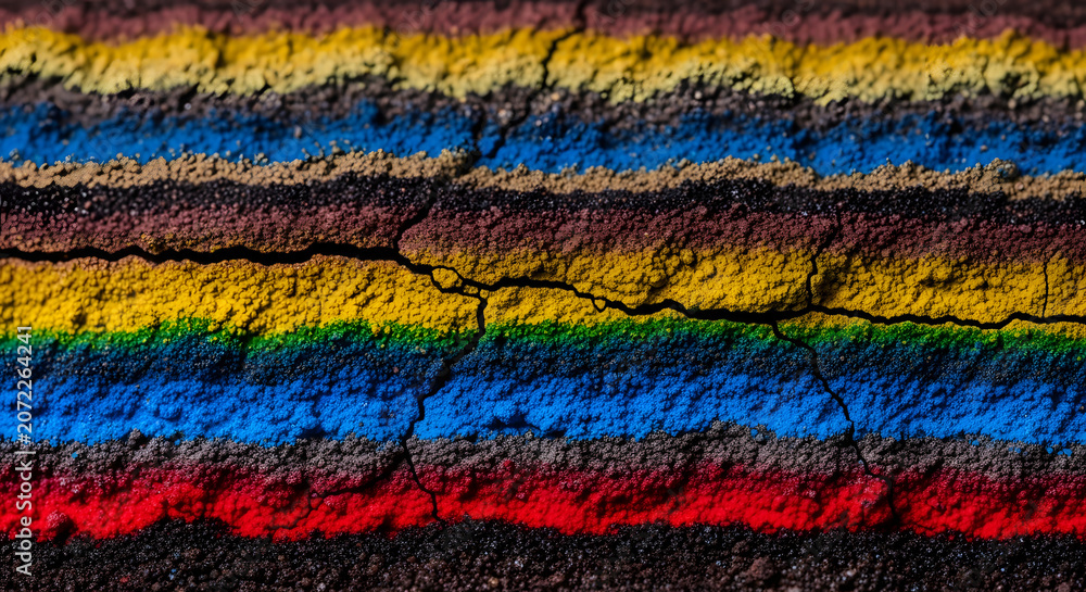 Obraz premium Vibrant rainbow-colored soil layers colors