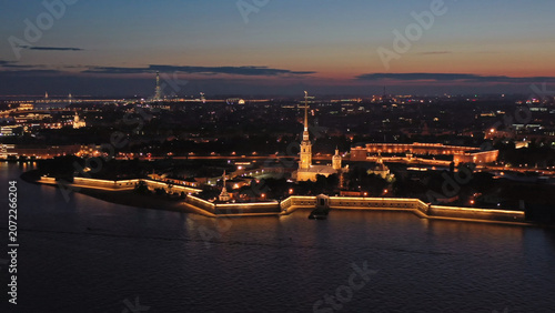 Aerial view of Peter and Paul Fortress in Russia