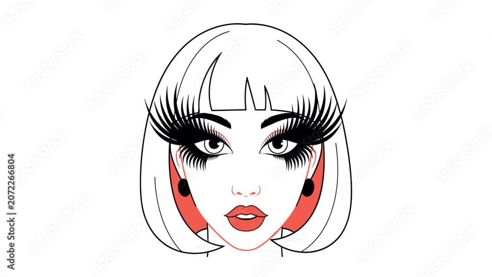 Fototapeta premium Glamorous Woman Face With Dramatic Makeup And Big Lashes