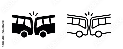 Tableau sur toile Bus Accident and Collision Icon Set - Traffic Crash Symbol for Vehicle Insurance