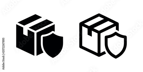 Foto Package with shield icon set